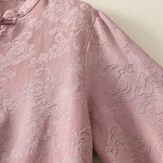 Buddha Stones Jacquard Diagonal Placket Long Sleeve Women's Cotton Linen Buttons Shirt - image 15