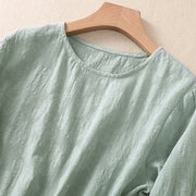 Buddha Stones Jacquard Irregular Hem Pleated Design Women's Cotton Long Sleeve Shirt - image 35