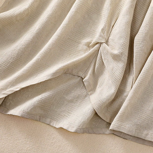 Buddha Stones Jacquard Irregular Hem Pleated Design Women's Cotton Long Sleeve Shirt - image 30