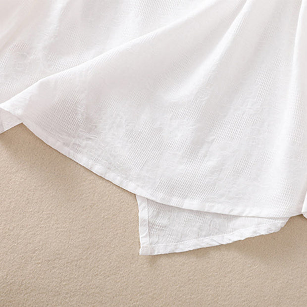 Buddha Stones Jacquard Irregular Hem Pleated Design Women's Cotton Long Sleeve Shirt - image 13