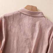 Buddha Stones Fall Embroidery Asymmetrical Design Frog-Button Women's Cotton Long Sleeve Shirt - image 17