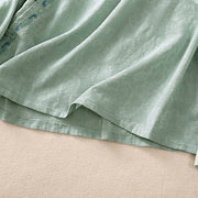 Buddha Stones Fall Embroidery Asymmetrical Design Frog-Button Women's Cotton Long Sleeve Shirt - image 5