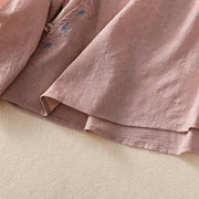 Buddha Stones Fall Embroidery Asymmetrical Design Frog-Button Women's Cotton Long Sleeve Shirt - image 21