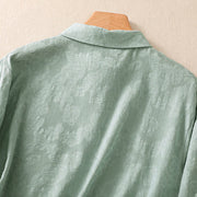 Buddha Stones Fall Embroidery Asymmetrical Design Frog-Button Women's Cotton Long Sleeve Shirt - image 3