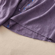 Buddha Stones Fall Embroidery Asymmetrical Design Frog-Button Women's Cotton Long Sleeve Shirt - image 36