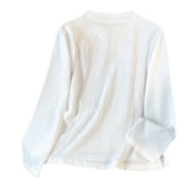 Buddha Stones Commute Jacquard Chinese Frog-Button Mandarin Collar Long Sleeve Women's Cotton Shirt - image 19