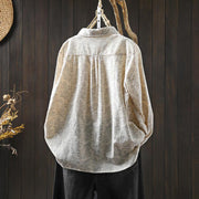 Buddha Stones Fall Floral Print Design Buttons Women's Cotton Long Sleeve Shirt - image 2