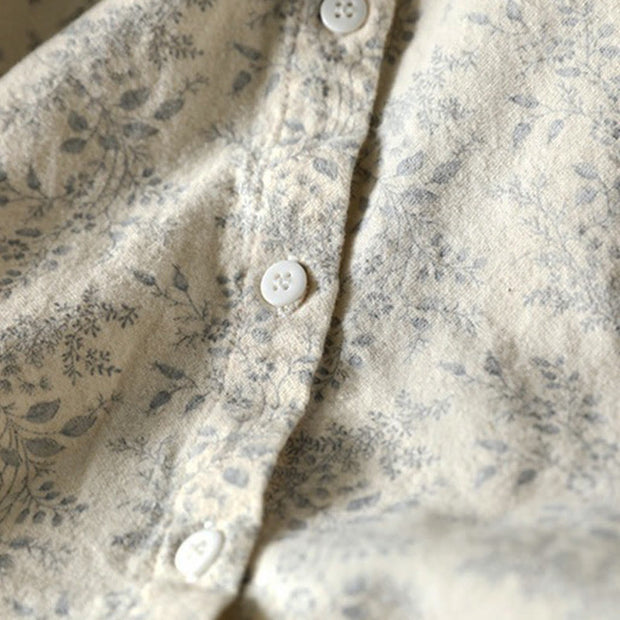 Buddha Stones Fall Floral Print Design Buttons Women's Cotton Long Sleeve Shirt - image 5