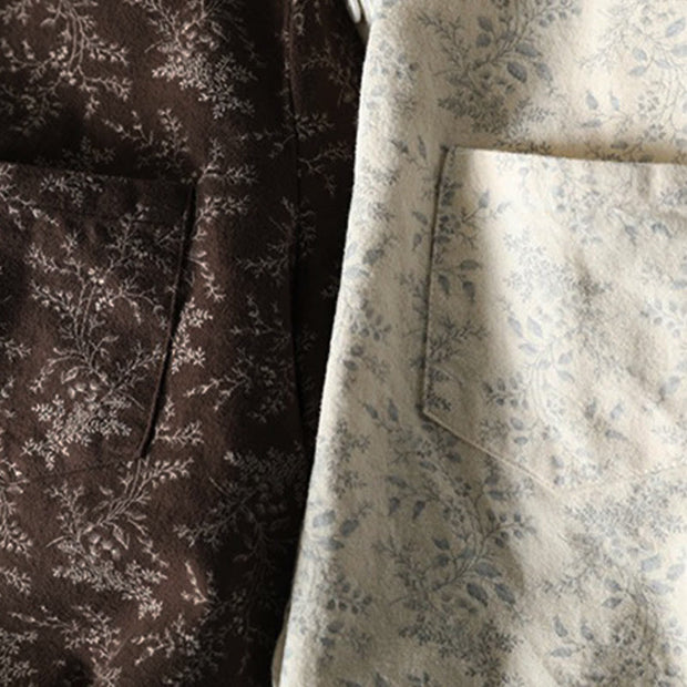 Buddha Stones Fall Floral Print Design Buttons Women's Cotton Long Sleeve Shirt - image 13