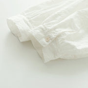 Buddha Stones Fall Ruffled Collar Embroidered Relief Flower Buttons Women's Cotton Long Sleeve Shirt - image 8