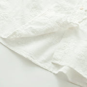 Buddha Stones Fall Ruffled Collar Embroidered Relief Flower Buttons Women's Cotton Long Sleeve Shirt - image 10