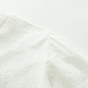 Buddha Stones Fall Ruffled Collar Embroidered Relief Flower Buttons Women's Cotton Long Sleeve Shirt - image 7