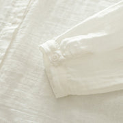 Buddha Stones Fall White Colorful Floral Embroidery Buttons Women's Cotton Long Sleeve Shirt - image 10