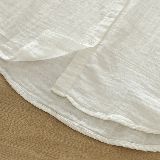 Buddha Stones Fall White Colorful Floral Embroidery Buttons Women's Cotton Long Sleeve Shirt - image 12