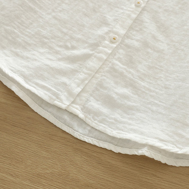 Buddha Stones Fall White Geometric Embroidery Buttons Women's Cotton Long Sleeve Shirt - image 11