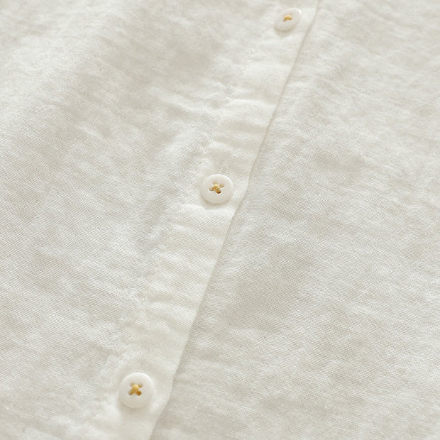 Buddha Stones Fall White Geometric Embroidery Buttons Women's Cotton Long Sleeve Shirt - image 9