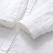 Buddha Stones Fall White Geometric Striped Flower Embroidery Button Women's Cotton Long Sleeve Shirt - image 7