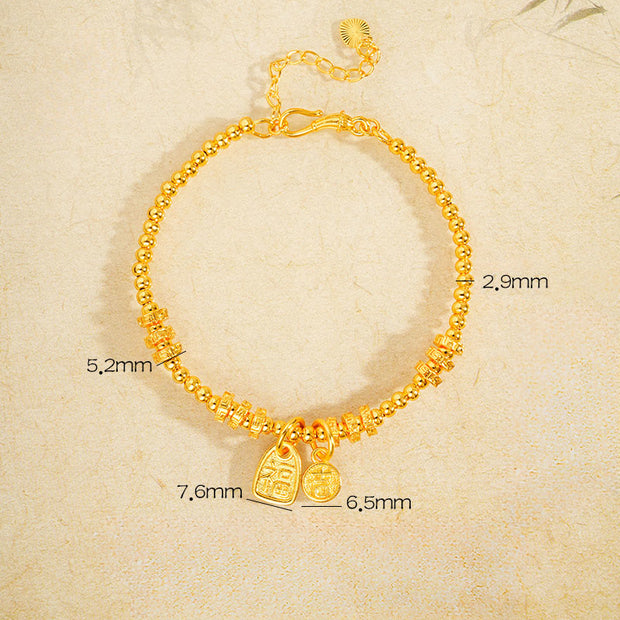 FREE Today: Luck Blessing 24k Gold Plated Brass Fu Character Charm Bracelet - Brass(Wrist Circumference: 15-19cm) - image 1
