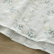 Buddha Stones Fall White Yellow Flowers Green Leaves Buttons Women's Cotton Long Sleeve Shirt - image 8