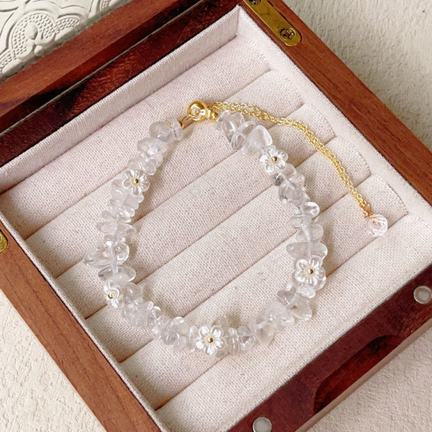 Buddha Stones Irregular Crystal Flower Design Amethyst White Crystal Balance Bracelet - White Crystal(Wrist Circumference: 15-19cm) - image 3