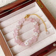 Buddha Stones Irregular Crystal Flower Design Amethyst White Crystal Balance Bracelet - Pink Crystal(Wrist Circumference: 15-19cm) - image 9