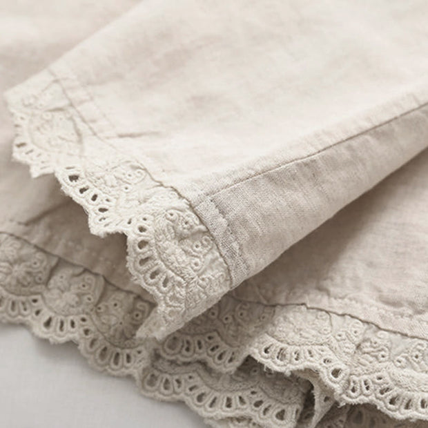 Buddha Stones Fall Beige Floral Grass Embroidery Buttons Women's Cotton Long Sleeve Shirt - image 8