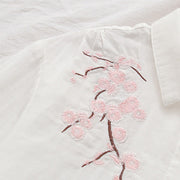 Buddha Stones Fall Pink Plum Blossoms Embroidery Buttons Women's Cotton Long Sleeve Shirt - image 8
