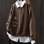 Buddha Stones Floral Embroidery Buttons Cotton Women's Long Sleeve Knitted Cardigan Sweater - Sienna - US4-6，UK/AU8-10，EU36-38(F) - image 20