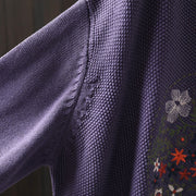 Buddha Stones Floral Embroidery Buttons Cotton Women's Long Sleeve Knitted Cardigan Sweater - image 9