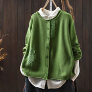 Buddha Stones Fall Floral Buttons Cotton Women's Long Sleeve Knitted Cardigan Sweater - SpringGreen - US4-6，UK/AU8-10，EU36-38 (F) - image 22