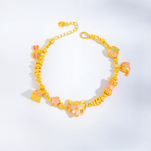 Buddha Stones Fox Fu Character Ruyi Charm Copper Fortune Bracelet - image 2