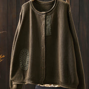 Buddha Stones Fall Floral Buttons Cotton Women's Long Sleeve Knitted Cardigan Sweater - image 5