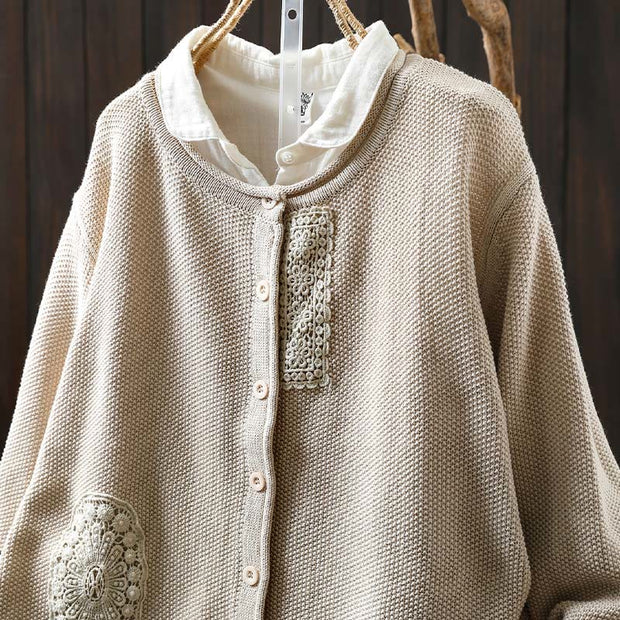 Buddha Stones Fall Floral Buttons Cotton Women's Long Sleeve Knitted Cardigan Sweater - image 20