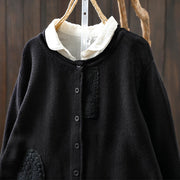 Buddha Stones Fall Floral Buttons Cotton Women's Long Sleeve Knitted Cardigan Sweater - image 29