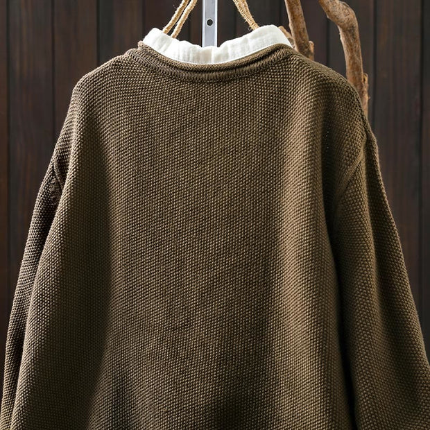 Buddha Stones Fall Floral Buttons Cotton Women's Long Sleeve Knitted Cardigan Sweater - image 7