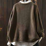 Buddha Stones Fall Floral Buttons Cotton Women's Long Sleeve Knitted Cardigan Sweater - image 4