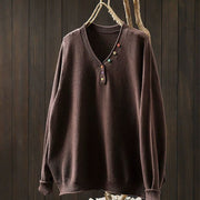 Buddha Stones Fall Colorful Buttons V-Neck Cotton Women's Long Sleeve Knitted Sweater - SaddleBrown - US4-6，UK/AU8-10，EU36-38 (F) - image 18