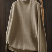 Buddha Stones Fall Colorful Buttons V-Neck Cotton Women's Long Sleeve Knitted Sweater - image 2