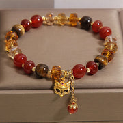 FREE Today: Self-acceptance and Confidence Red Agate Tiger Eye Fox Charm Beaded Bracelet - image 4