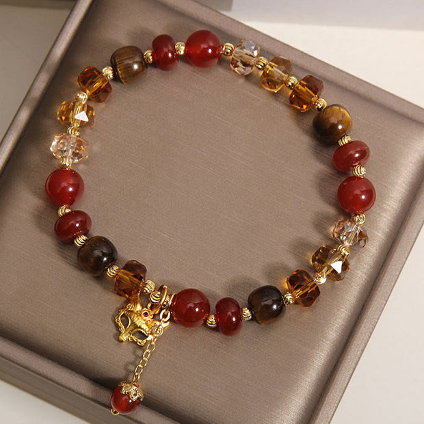 FREE Today: Self-acceptance and Confidence Red Agate Tiger Eye Fox Charm Beaded Bracelet - image 9