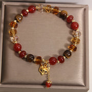 Buddha Stones Red Agate Tiger Eye Fox Charm Calm Beaded Bracelet - image 8