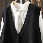 Buddha Stones Figure Rabbit Tree Embroidery Buttons Women's Sleeveless Cotton Knitted Vest Waistcoat - image 25