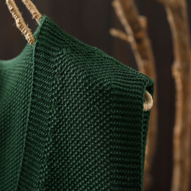 Buddha Stones Figure Rabbit Tree Embroidery Buttons Women's Sleeveless Cotton Knitted Vest Waistcoat - image 8