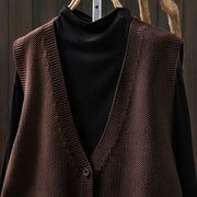 Buddha Stones Figure Rabbit Tree Embroidery Buttons Women's Sleeveless Cotton Knitted Vest Waistcoat - image 22