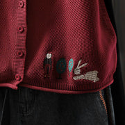 Buddha Stones Figure Rabbit Tree Embroidery Buttons Women's Sleeveless Cotton Knitted Vest Waistcoat - image 14