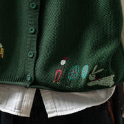 Buddha Stones Figure Rabbit Tree Embroidery Buttons Women's Sleeveless Cotton Knitted Vest Waistcoat - image 10