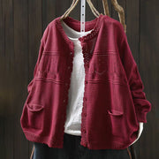 Buddha Stones Fall Lace Buttons Cotton Women's Long Sleeve Knitted Cardigan Sweater With Pockets - IndianRed - US4-6，UK/AU8-10，EU36-38 (F) - image 0