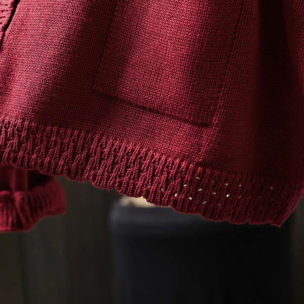 Buddha Stones Fall Lace Buttons Cotton Women's Long Sleeve Knitted Cardigan Sweater With Pockets - image 9