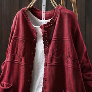 Buddha Stones Fall Lace Buttons Cotton Women's Long Sleeve Knitted Cardigan Sweater With Pockets - image 3