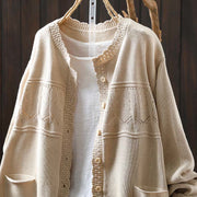 Buddha Stones Fall Lace Buttons Cotton Women's Long Sleeve Knitted Cardigan Sweater With Pockets - image 15